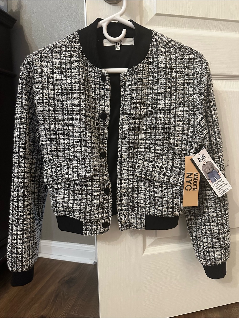 NYC Black and White Tweed Crop Jacket